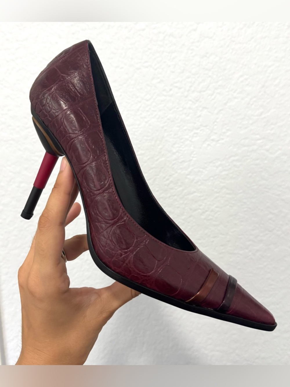 Via Spiga Vintage Croc-Embossed "Art Deco" Stiletto Pumps